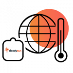 Earth with meridians, thermometer and battery