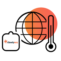 Earth with meridians, thermometer and battery
