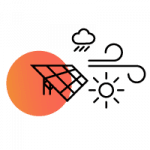 Solar panel and wind turbine illustration