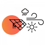 Solar panel and wind turbine illustration