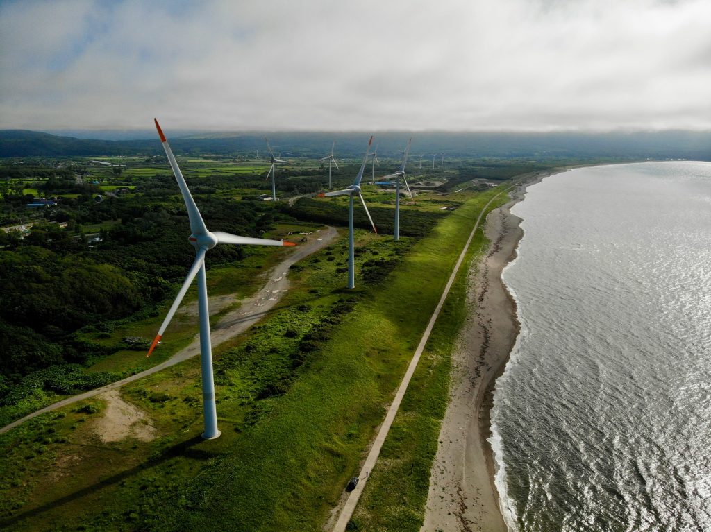 Land-based turbine by the sea