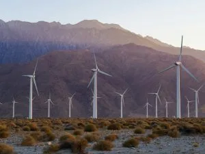 Wind turbines in mountainous terrain