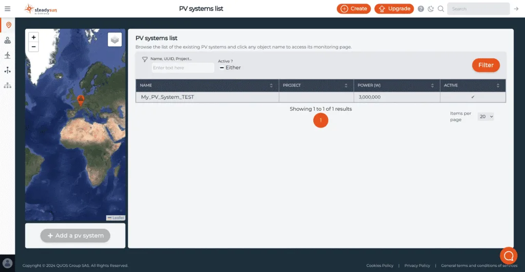SteadyWeb - PV systems list