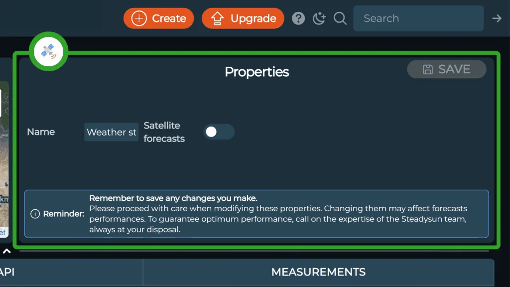 SteadyWeb - The properties box for virtual weather stations