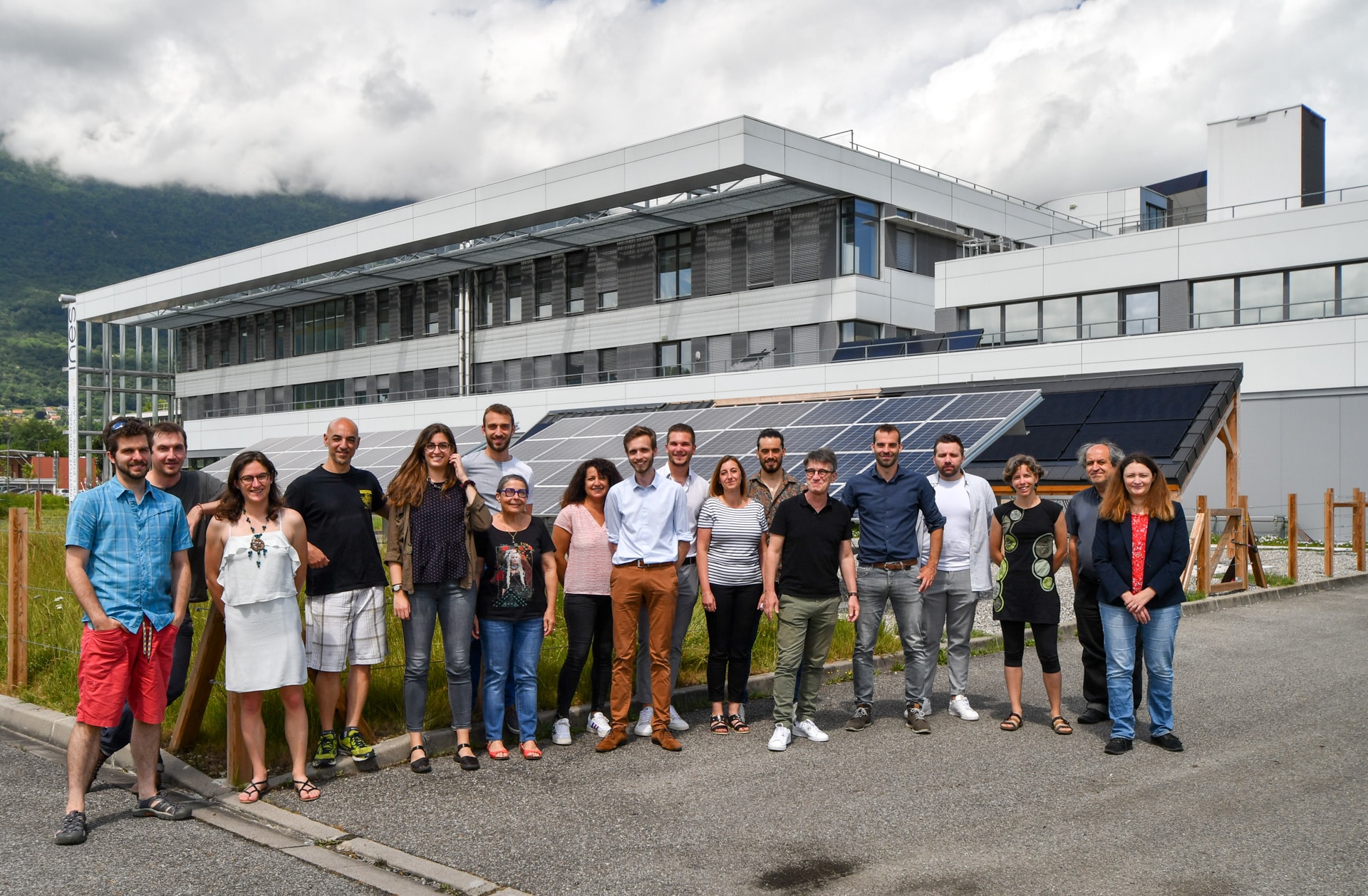 Steadysun team outdoor photo by INES solar panels on an overcast day